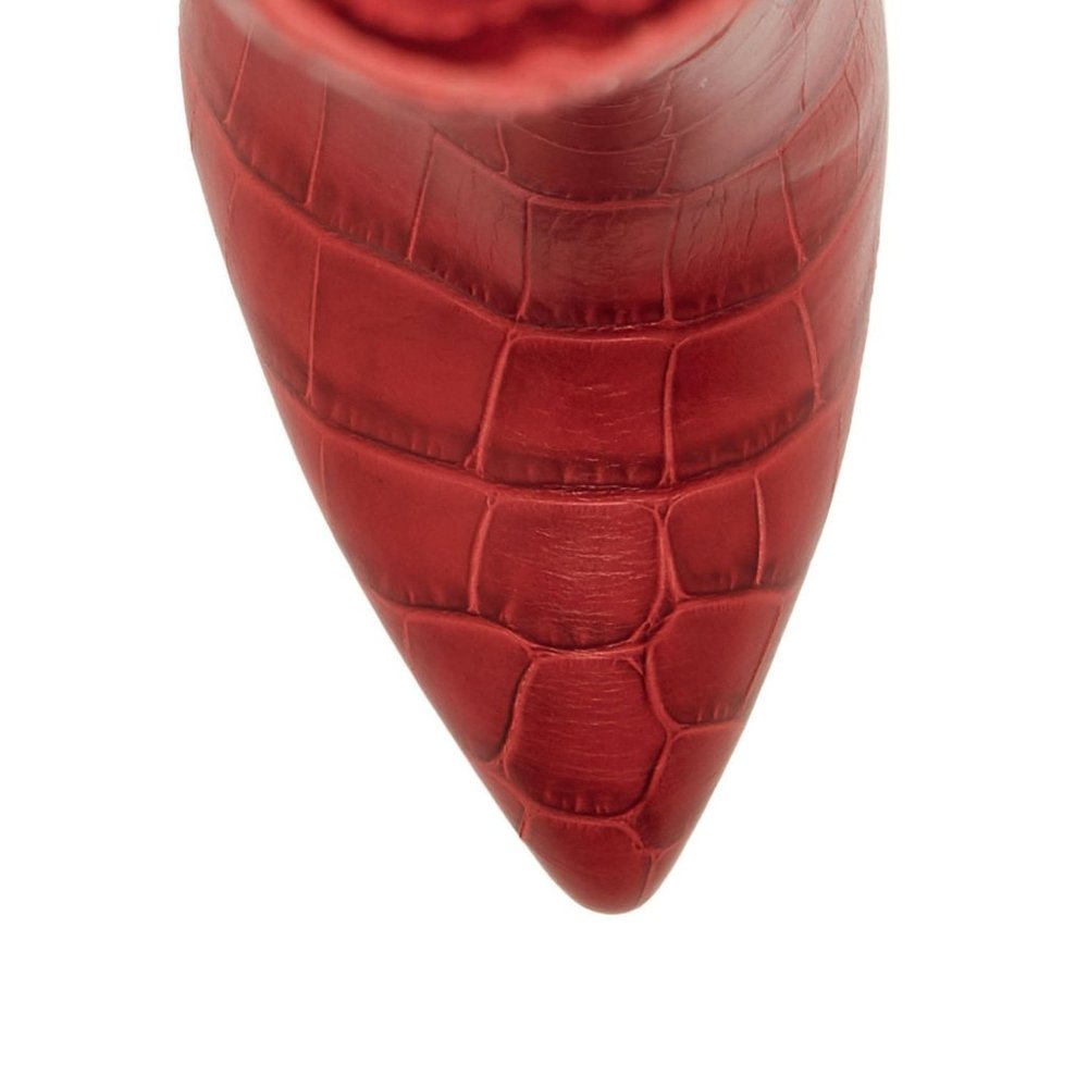 SOLD VINCE CAMUTO Kervana Pointy Toe Knee High Crocodile Boot Red 8.5 NEW - Picture 6 of 13